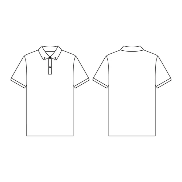 Template Polo Shirt Button Vector Illustration Flat Design Outline Template — Stock Vector