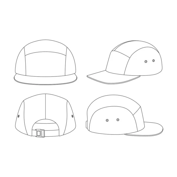 Modèle Cinq Panneau Chapeau Vecteur Illustration Croquis Plan Design Contour — Image vectorielle