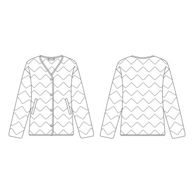 Kadın v-yaka aşağı ceket vektör illüstrasyon düz tasarım dış giyim koleksiyonu