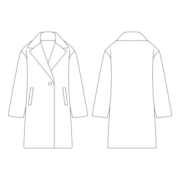 模版女式羊毛衫矢量图样扁平设计纲要服装系列外套 — 图库矢量图片