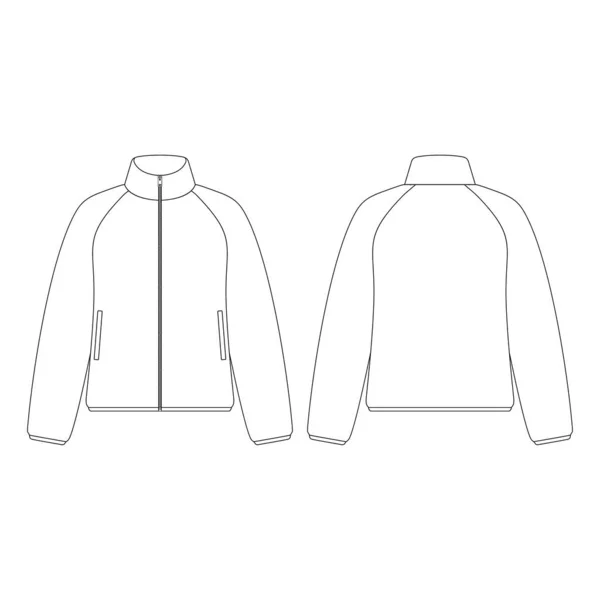 Vorlage Frauen Fleece Raglan Reißverschluss Jacke Vektor Illustration Flache Design — Stockvektor
