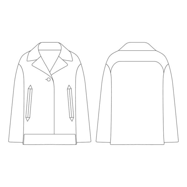 Modelo Mulheres Blend Camisa Jaqueta Vetor Ilustração Design Plano Esboço — Vetor de Stock