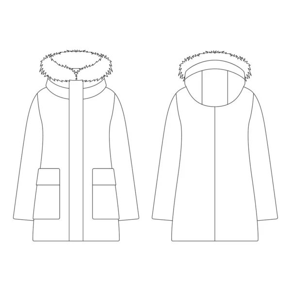 Kadınları Kısa Kürk Manto Vektör Illüstrasyonu Düz Tasarım Dış Giyim Vektör Grafikler