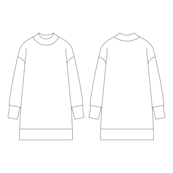 Vorlage Frauen Hals Tunika Jumper Vektor Illustration Flache Design Umreißen — Stockvektor