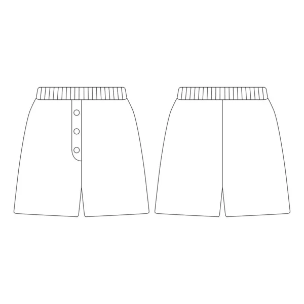 Modèle Pantalon Court Élastique Avec Illustration Vectorielle Bouton Dessin Plat — Image vectorielle