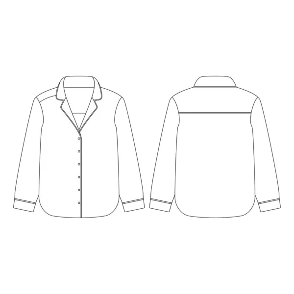 Modelo Manga Comprida Camisa Sono Vetor Ilustração Design Plano Esboço — Vetor de Stock