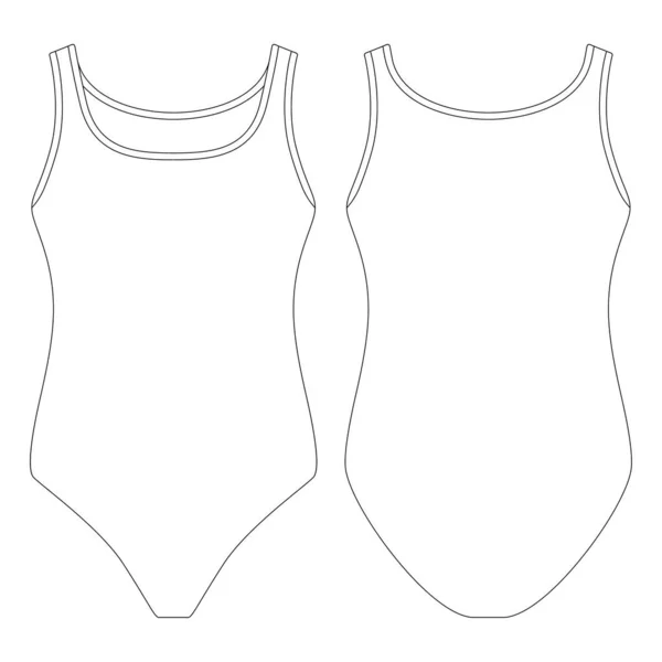 Πρότυπο Δεξαμενή Κορυφή Bodysuit Διανυσματική Απεικόνιση Επίπεδη Σχεδίαση Περίγραμμα Συλλογή — Διανυσματικό Αρχείο