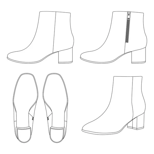 Modèle Femmes Côté Zip Cheville Bottes Vectoriel Illustration Plat Conception — Image vectorielle