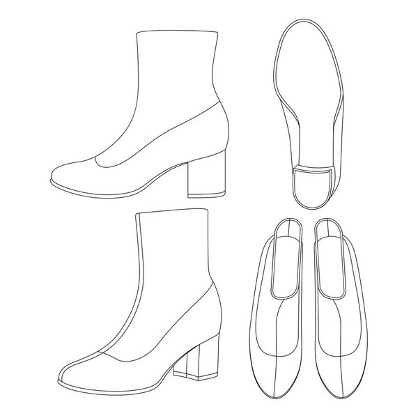 Template women stretch ankle boots vector illustration flat design outline clothing collection