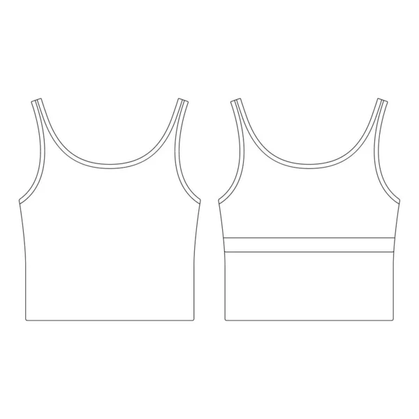 模板裁剪适合胸罩顶部矢量插图扁平设计纲要服装系列 — 图库矢量图片