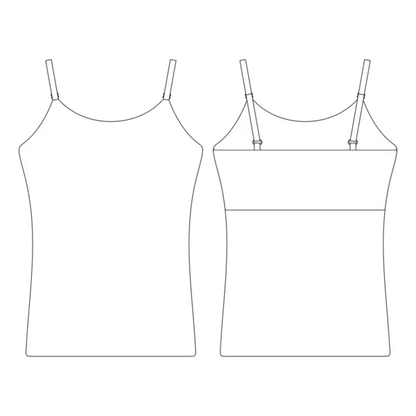 Modello Canotta Reggiseno Top Vettoriale Illustrazione Disegno Piatto Contorno Abbigliamento — Vettoriale Stock