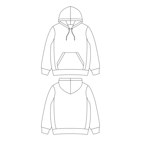 Template Hoodie Vector Illustration Flat Design Outline Clothing Collection — Stock Vector