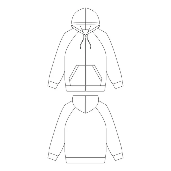 テンプレートラグランジフーディーベクトルイラストフラットデザインアウトライン衣類コレクション — ストックベクタ