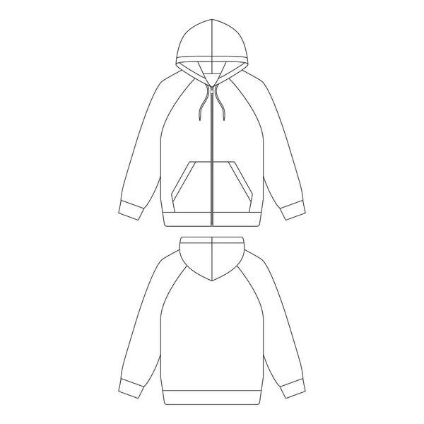 Raglan zip hoodie vektör illüstrasyonu düz tasarım elbise koleksiyonu