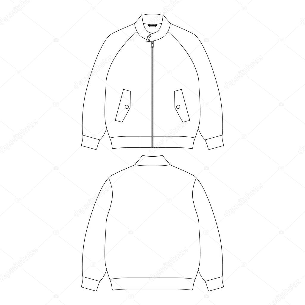 Template baracuta jacket vector illustration flat design outline clothing collection