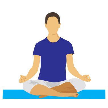 Evde Yoga Yapan Kız Düz Vektör Karakteri