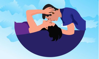 Sevimli Aşk Hikayesi Düz Vektörü 