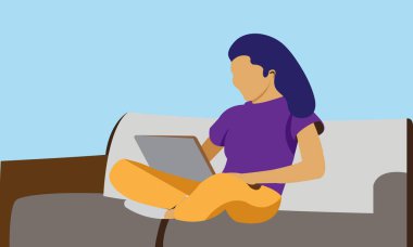 Kız Tarayıcı İnternet Düz Vektör Karakteri