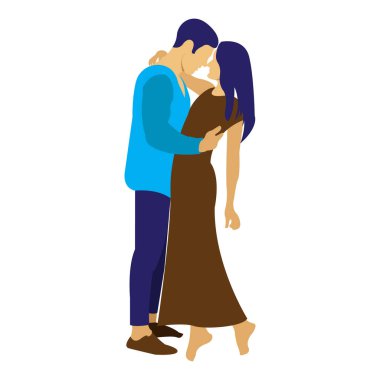 Romantik Çift Düz Vektör İllüstrasyonu