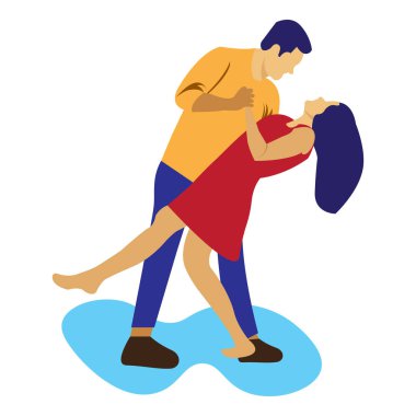 Romantik Aşk Çifti Düz Vektör İllüstratörü