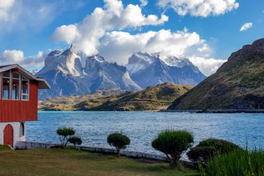Patagonya 'daki Torres del Paine' deki Pehoe Gölü Ulusal Parkı