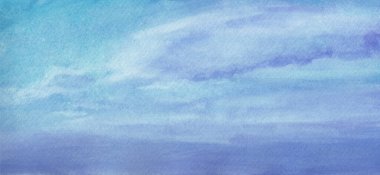 Bulutlu suluboya gökyüzü. Yumuşak el boyalı doku