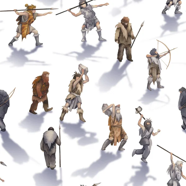 İlkel insanların gölgelerini oluşturan sulu boya desenleri tekrarlanıyor.