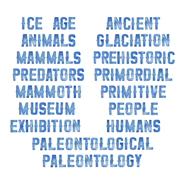 Collection of a ice age related words and phrases in a vintage style — 스톡 사진