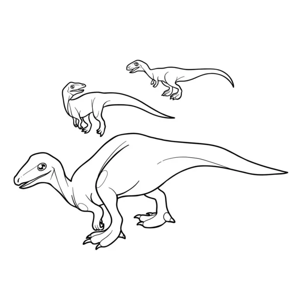 Petits dinosaures mignons isolés sur un fond blanc. — Image vectorielle