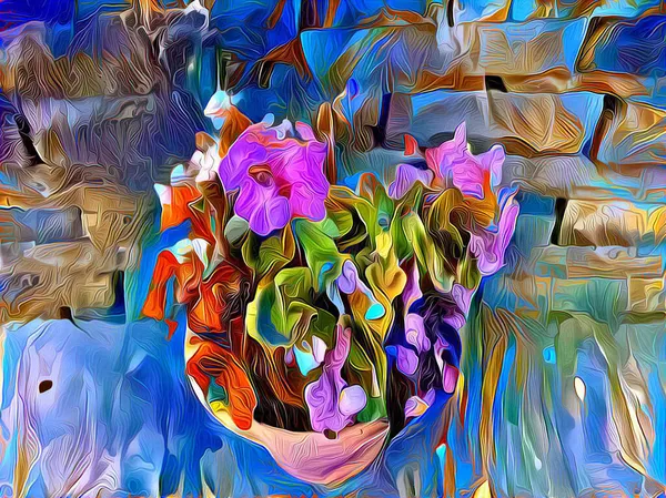 Titel Topf Voller Blumen Hebden Bridge Digitale Kunst — Stockfoto