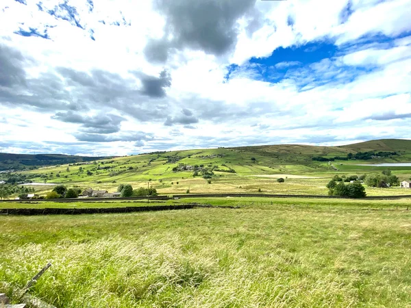 Paesaggio Rurale Con Colline Lontananza Vicino Delph Oldham Regno Unito — Foto Stock