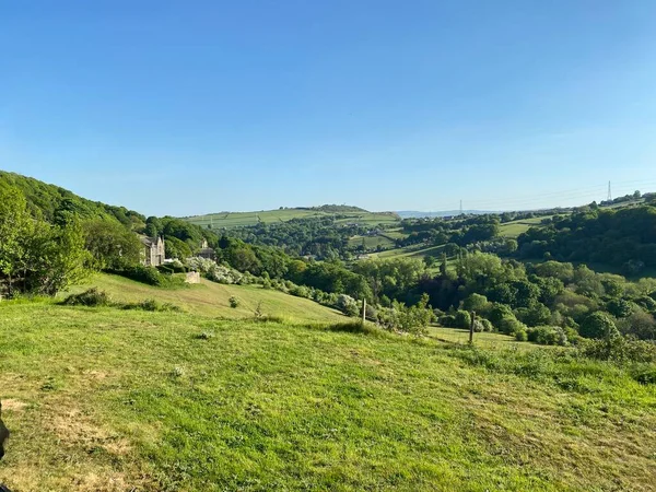 Landscape View Shibden Vally Halifax Extensive Greenery Flowers Trees Distance — Stock Photo, Image