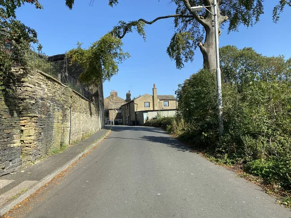 Alderscholes Lane Mit Steinmauern Und Alten Bäumen Thornton Bradford Großbritannien — Stockfoto