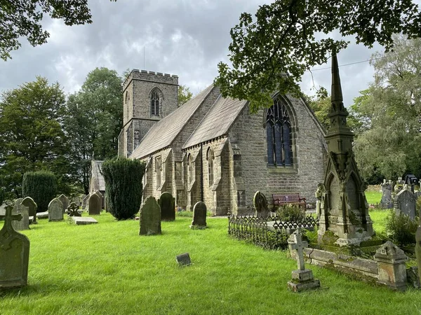 Alte Kirche Der Kirk Lane Einem Bewölkten Tag Embsay Mit — Stockfoto