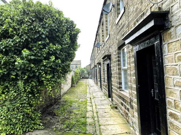 Narrow Back Street Trees Grass Victorian Stone Cobbles Close Victoria — 图库照片