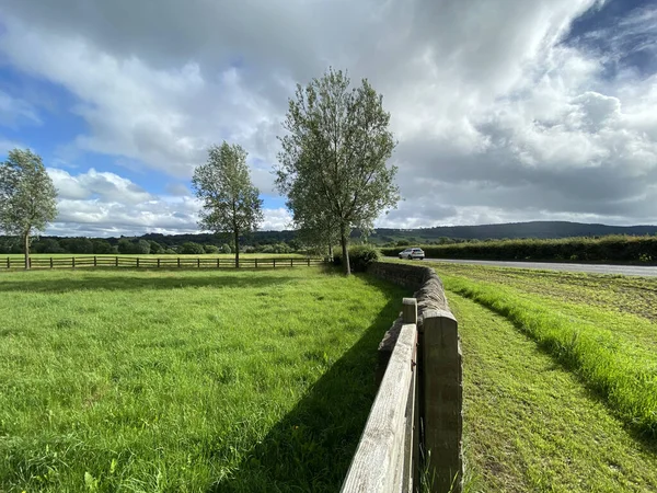 Roadside View Fields Hills Next Harrogate Road Leathley — Stock Photo, Image