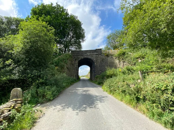 Old Stone Bridge Whalley Lane Dry Stone Wall Trees Hedgerow — стокове фото