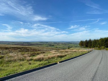 Panoramic view on the moor tops near Oxenhope, Keighley, UK 