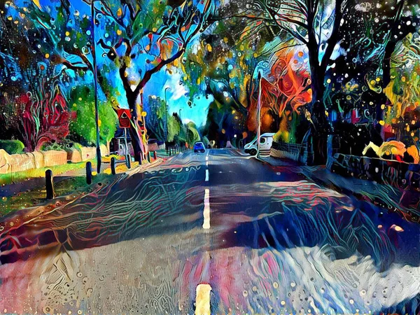 Meanwood Road Late Summers Day Leeds Digital Art — 图库照片