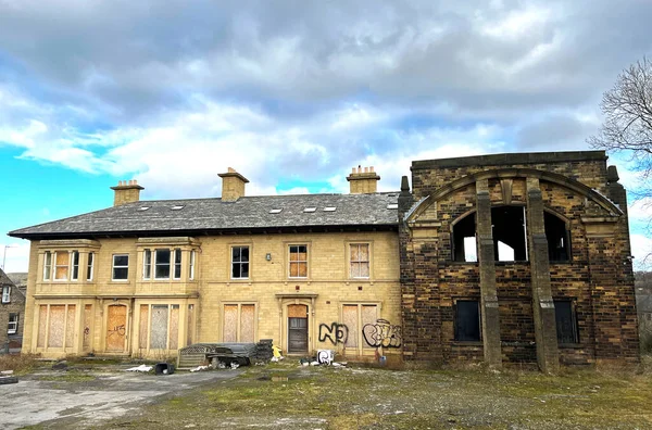 Derelict Victorian Stone Buildings Post Industrial City Bradford Yorkshire — стокове фото