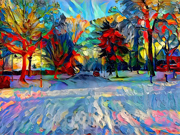 Lister Park, Bradford, İngiltere 'de Kış Günbatımı