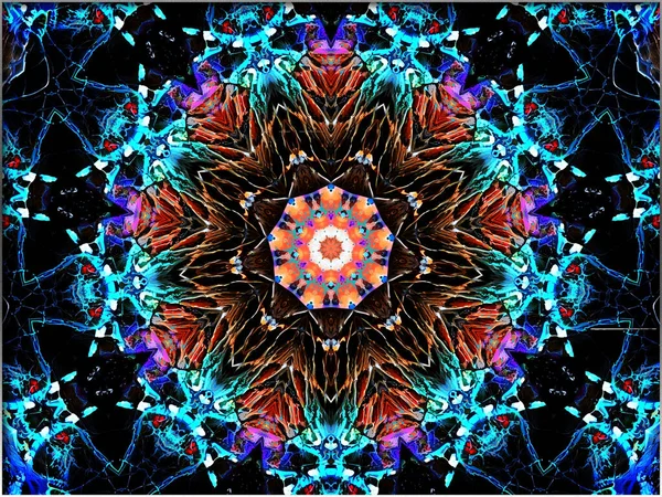 Sınır dijital sanatında soyut, Çoklu Desenler, Karmaşık Şekiller ve Renkler