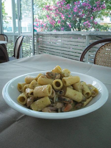 Italian pasta with seafood and parsley
