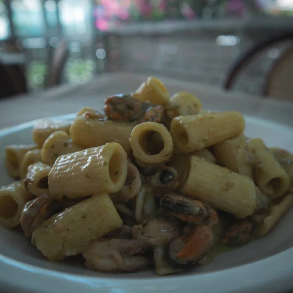 Italian pasta with seafood and parsley