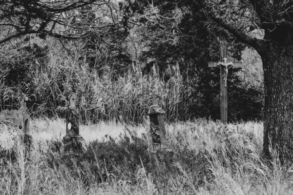 Cementerio Católico Blanco Negro — Foto de Stock