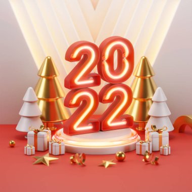 Üç boyutlu görüntüleme. Mutlu yıllar ve Noel arkaplanı gerçekçi canlandırması