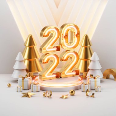 Üç boyutlu görüntüleme. Mutlu yıllar ve Noel arkaplanı gerçekçi canlandırması