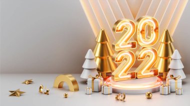 Üç boyutlu görüntüleme. Mutlu yıllar ve Noel arkaplanı gerçekçi canlandırması