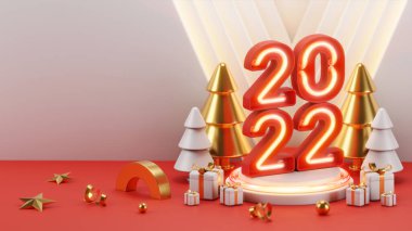 Üç boyutlu görüntüleme. Mutlu yıllar ve Noel arkaplanı gerçekçi canlandırması