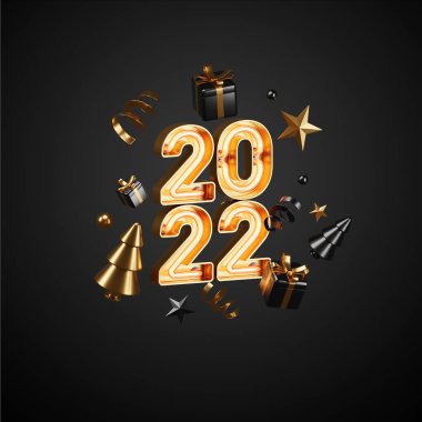 Üç boyutlu görüntüleme. Mutlu yıllar ve Noel arkaplanı gerçekçi canlandırması